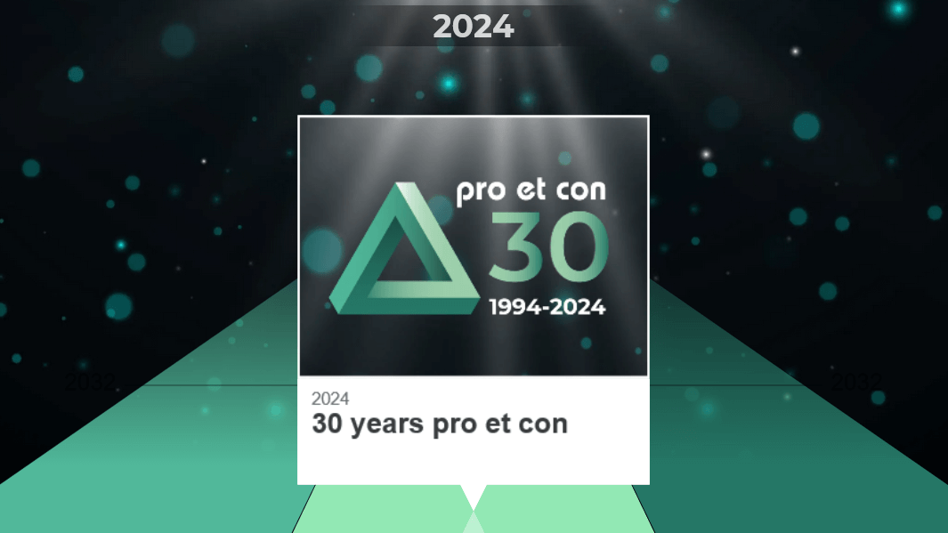 Timeline with panel to the 30th anniversary of pro et con